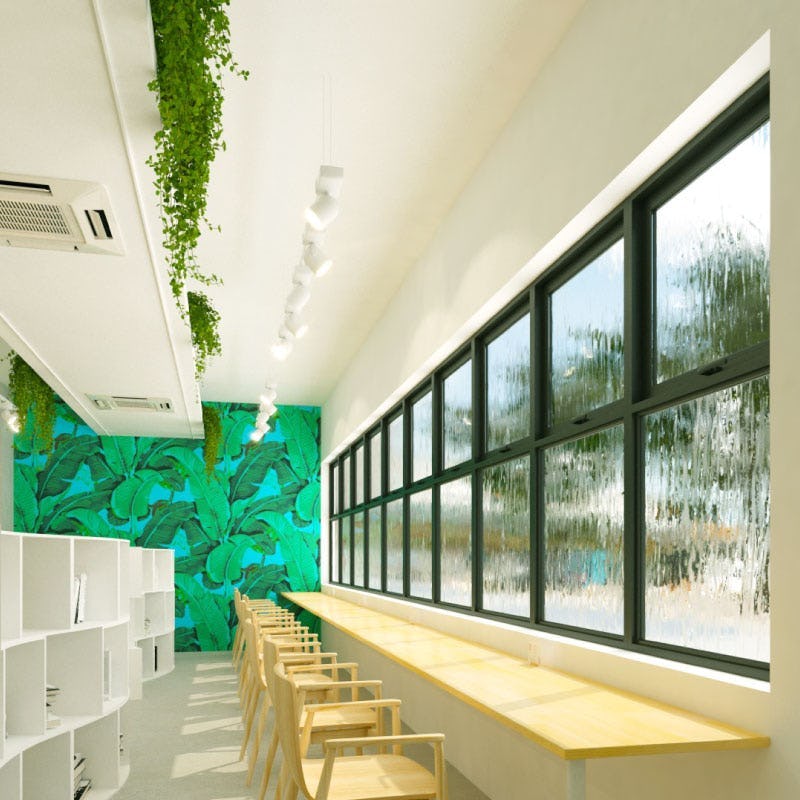 カフェ・喫茶店の内装向けのデザインガラスの事例(3)