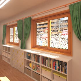 保育園・幼稚園の窓飾り・窓装飾にデザインフィルムガラスが使用された事例(2)