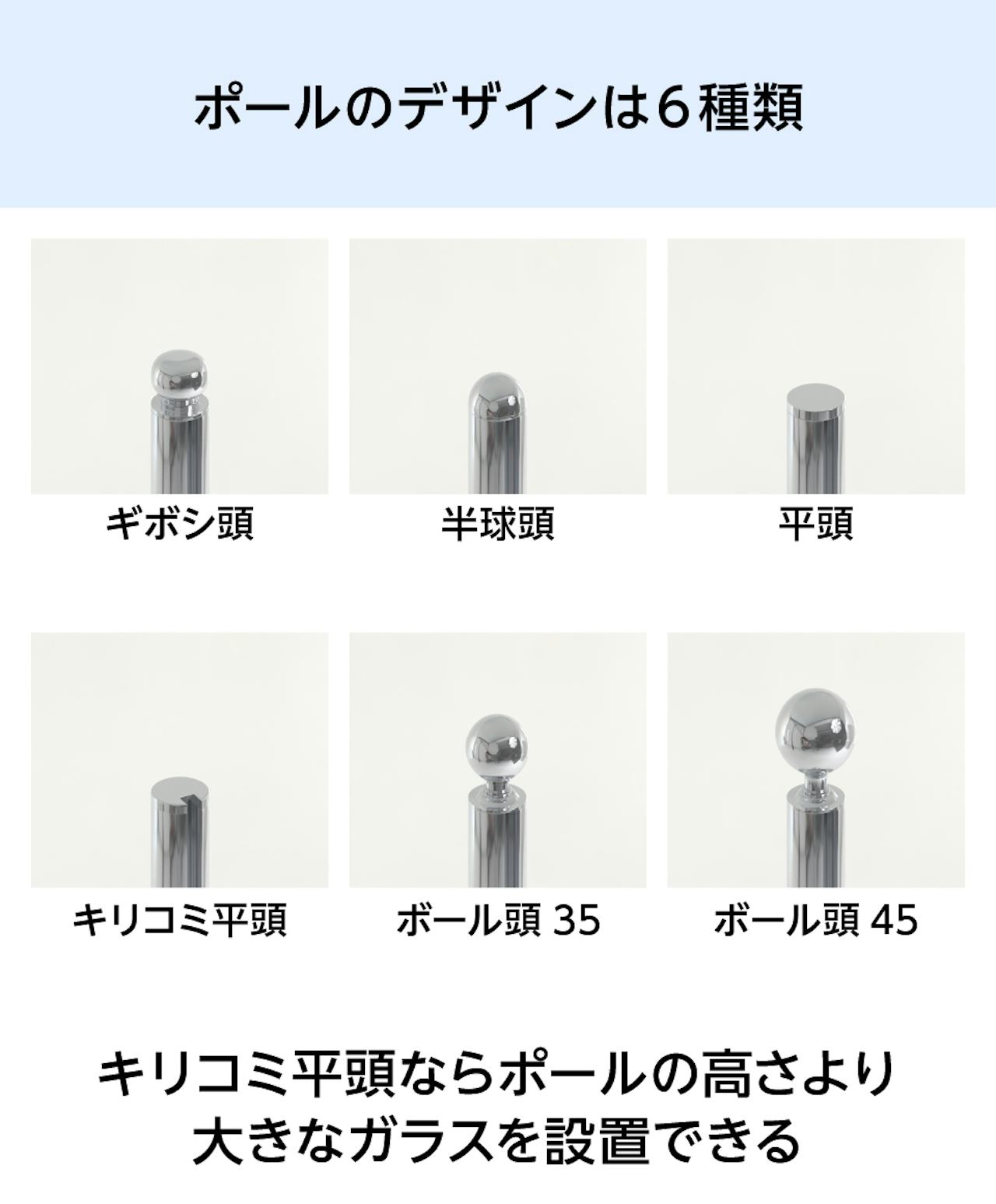 後付け可能な「キッチンオイルガード(ポールタイプ)」のポールデザインは6種類