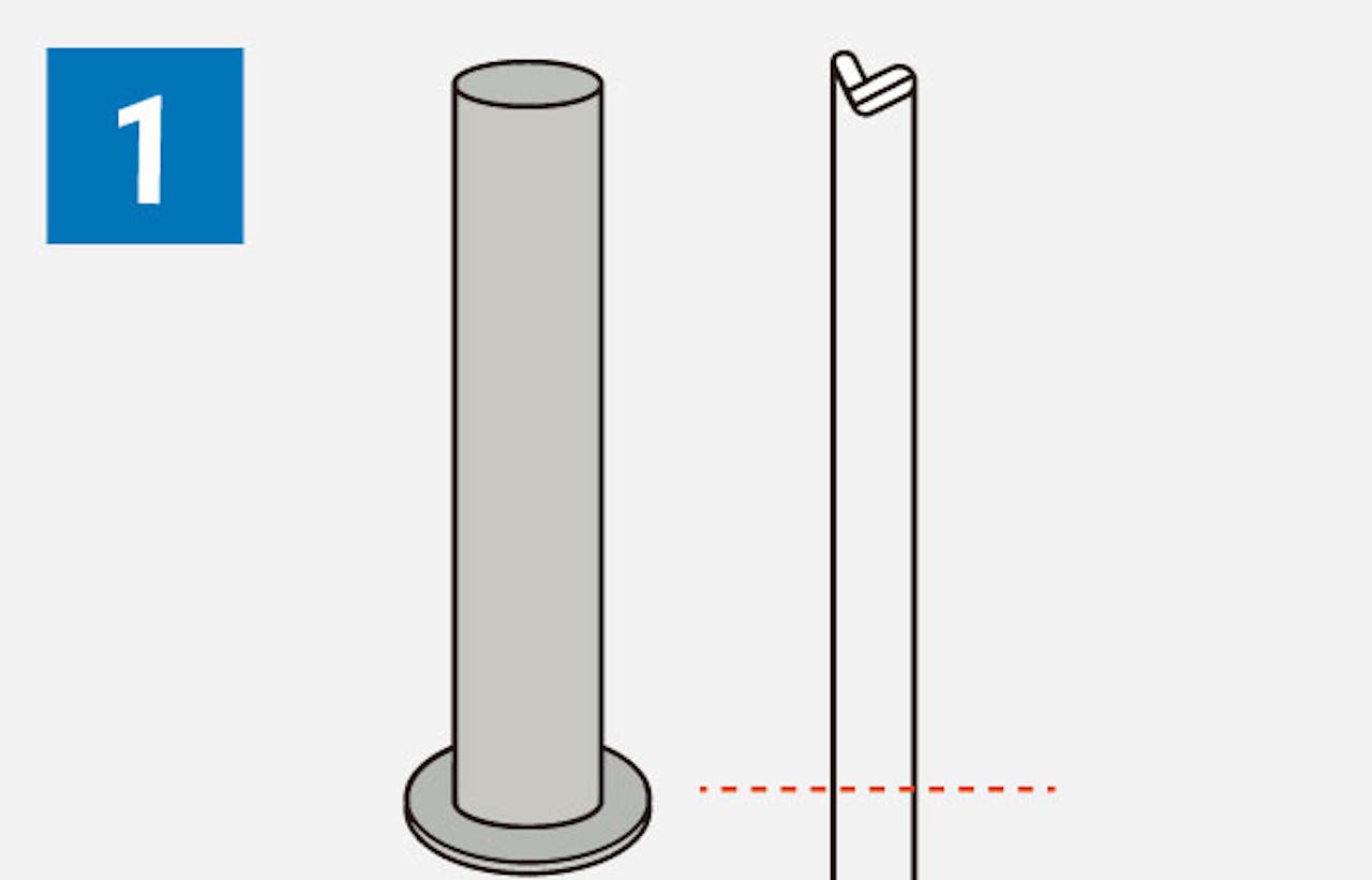 ガラス壁「キッチン油はねガード(ポールタイプ)」の取付方法①／ポールの高さに合わせてビートを切る
