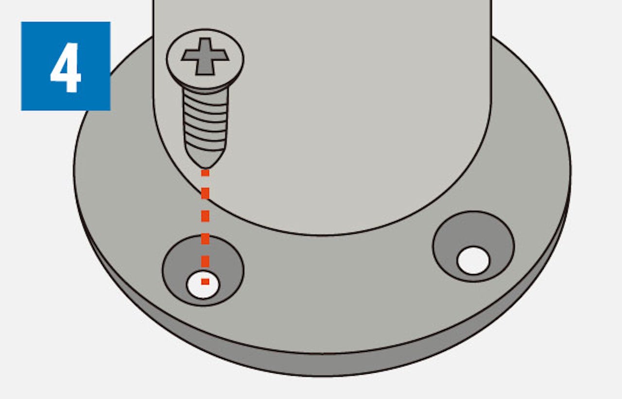ガラス壁「キッチン油はねガード(ポールタイプ)」の取付方法④／ポールをビスで取り付ける