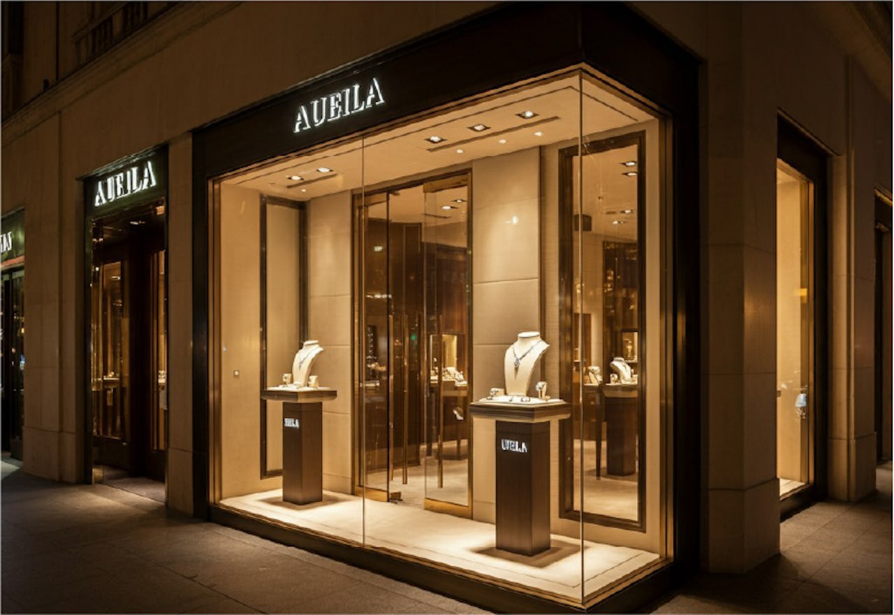 ジュエリーショップののショーウィンドウを「防犯ガラス」でオーダー製作した事例