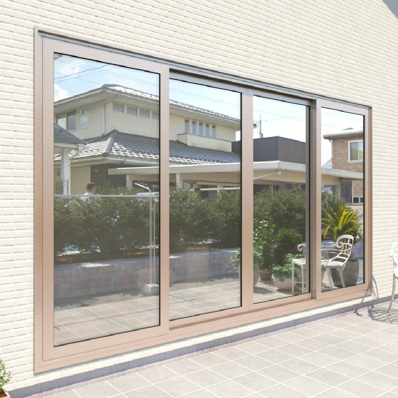 住宅の窓の目隠しに「ミラーガラス(プライバシーガラス)」を使用した事例(1)