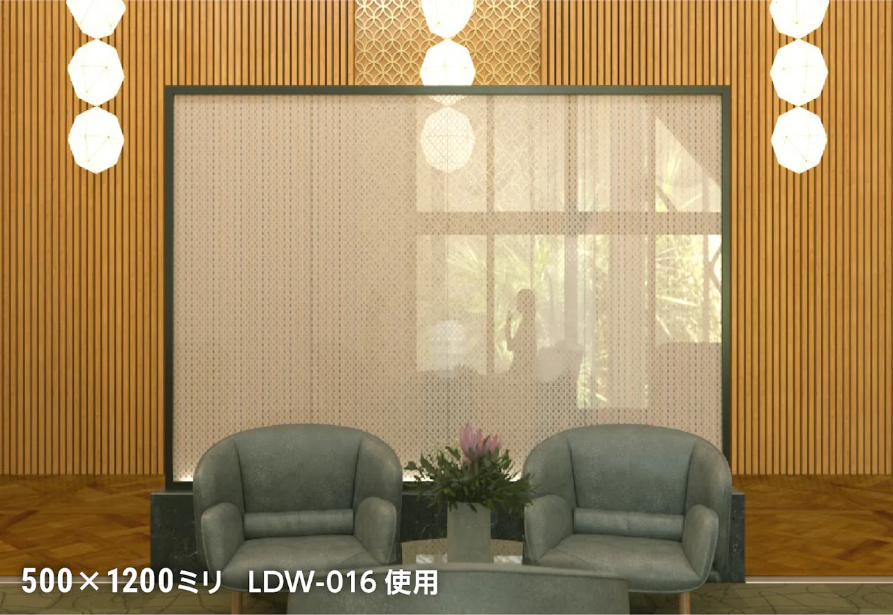和紙ガラス(和紙調・和風ガラス) - 使用事例：ホテルロビーのパーテーションに