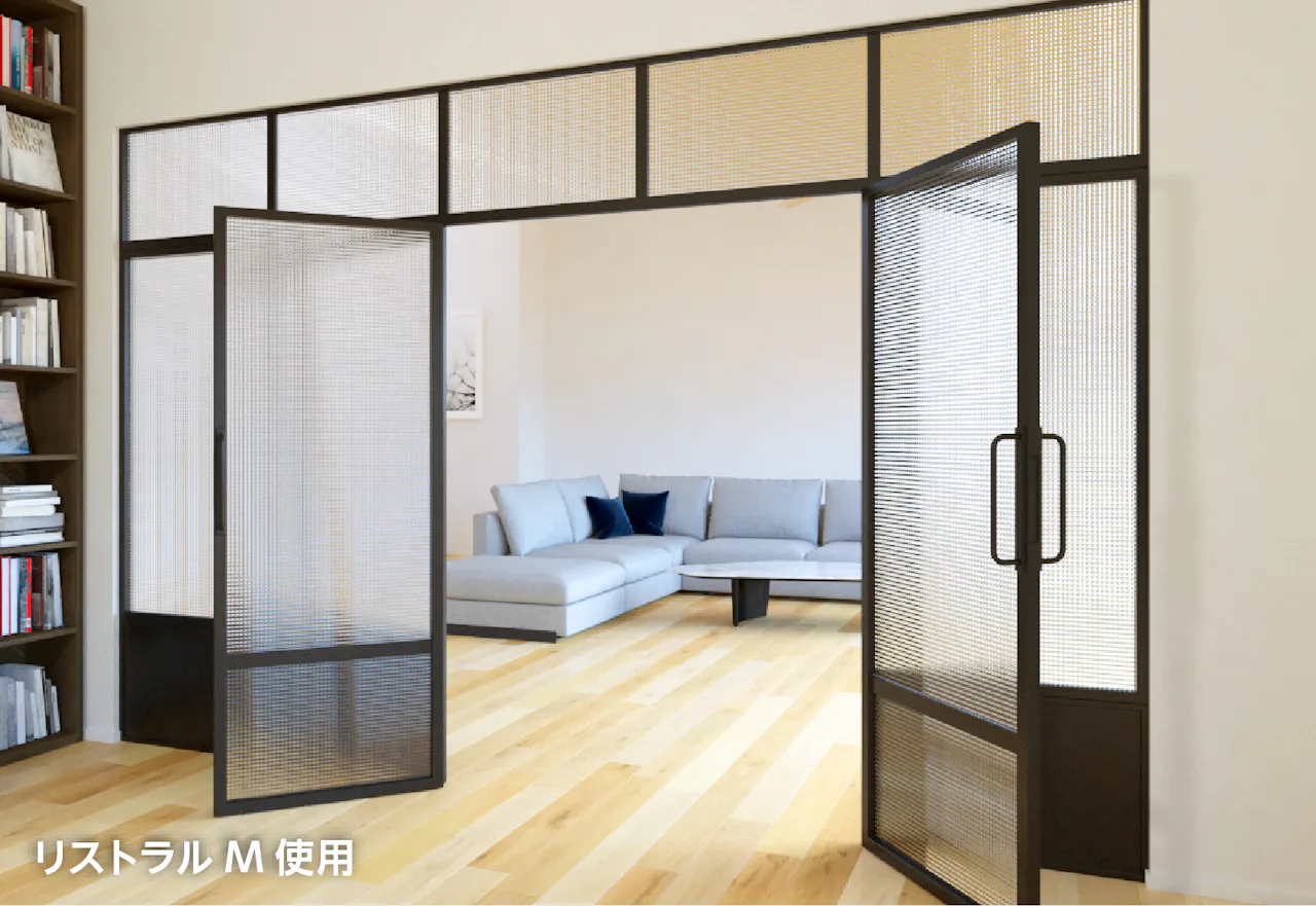 チェッカーガラス - 使用事例：室内扉に