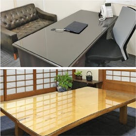 フロートガラス(単板透明ガラス) - 使用事例：オフィスや家庭のテーブル天板に