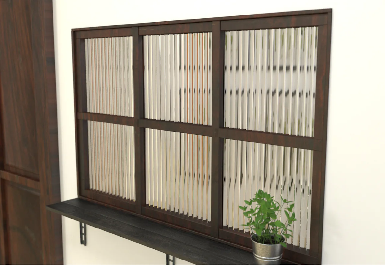 モールガラスの使用事例／室内窓に