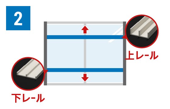 暖窓シンプル内窓DIYキットHIの取付方法(2)今ある窓に上下レールを貼り付ける