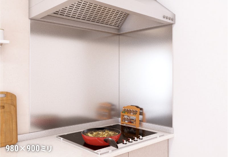 ご自宅のキッチンにステンレスキッチンパネルを使用した事例