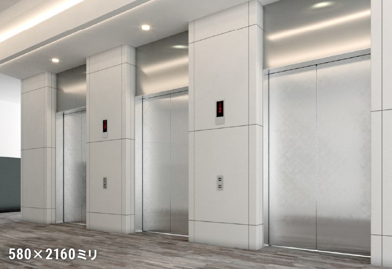 ビルのエレベーターにステンレス内装用パネルを使用した事例