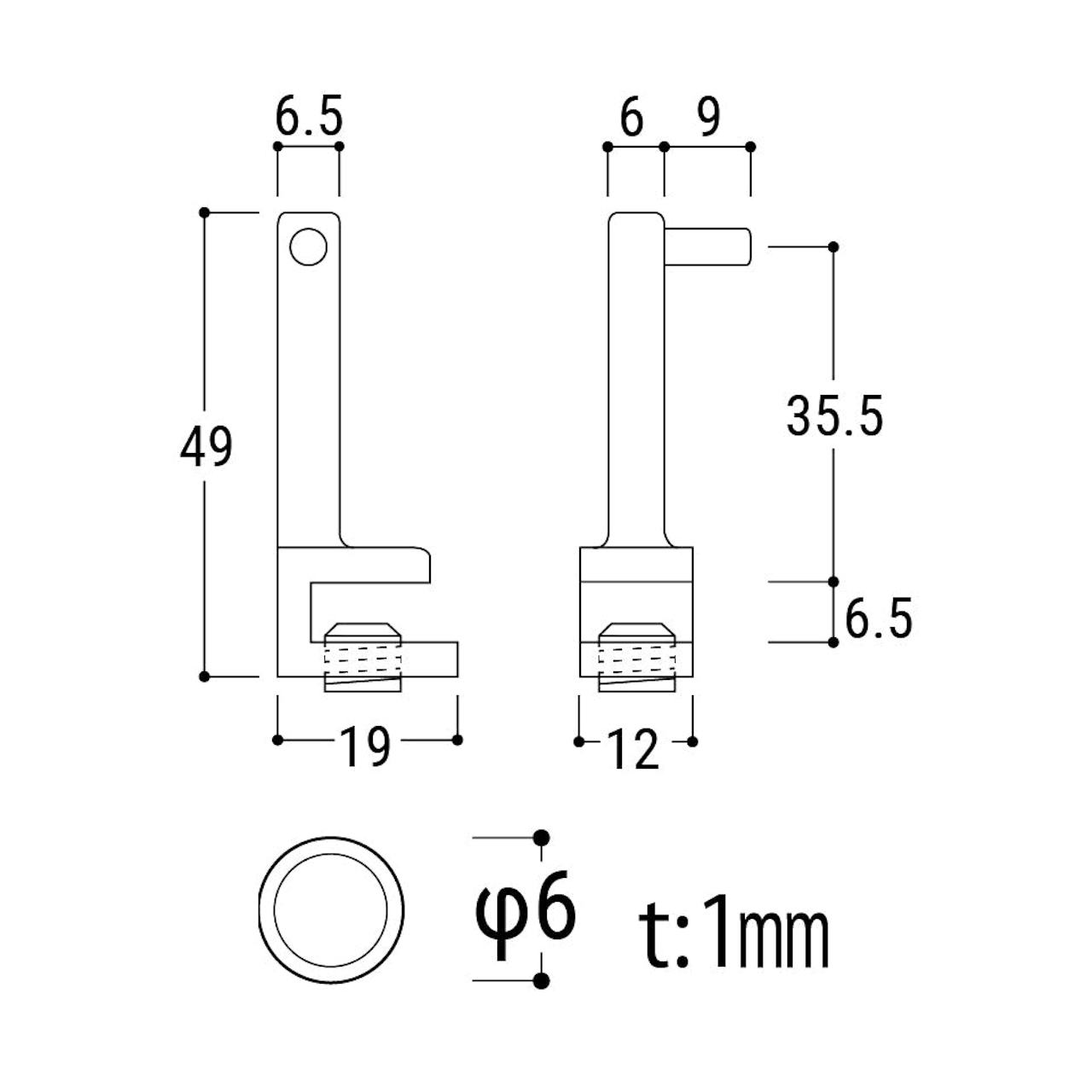 ガラスパイプラックのオプション：転び止めの詳細図