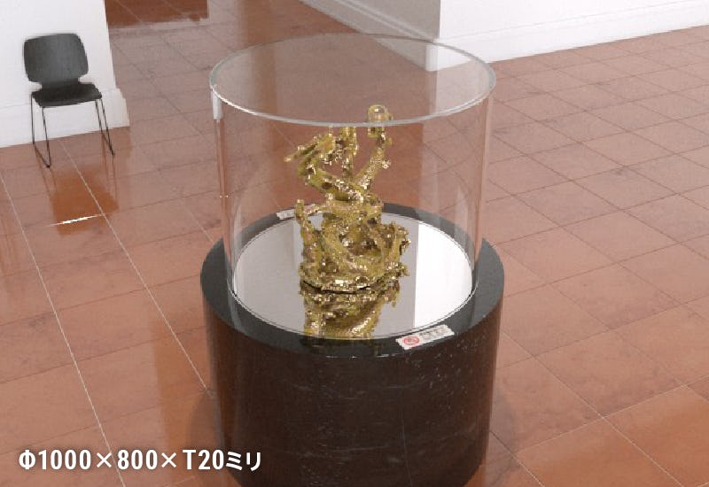 ターンテーブルのケースにアクリル円柱ケースを使用した事例