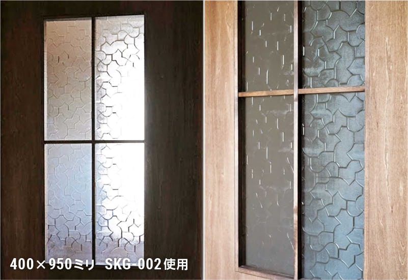 昭和型板ガラス - 使用事例：木製のドア窓に②