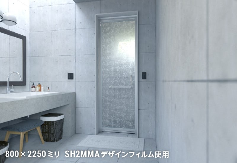 浴室強化ガラスドア　アルミ框枠付き - 使用事例：浴室のドアに③