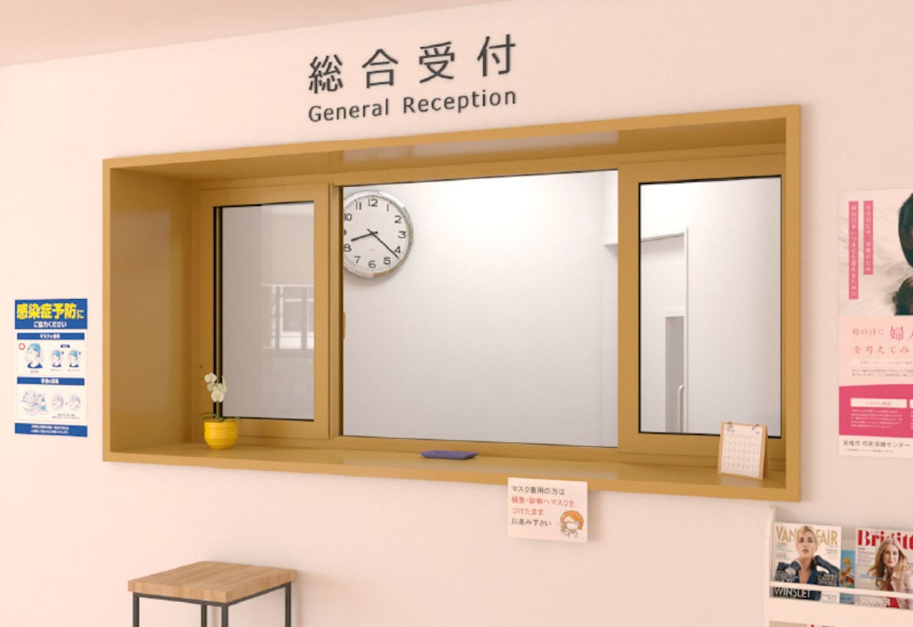 病院の受付に抗菌ガラス(ウイルスクリーン)を使用した事例