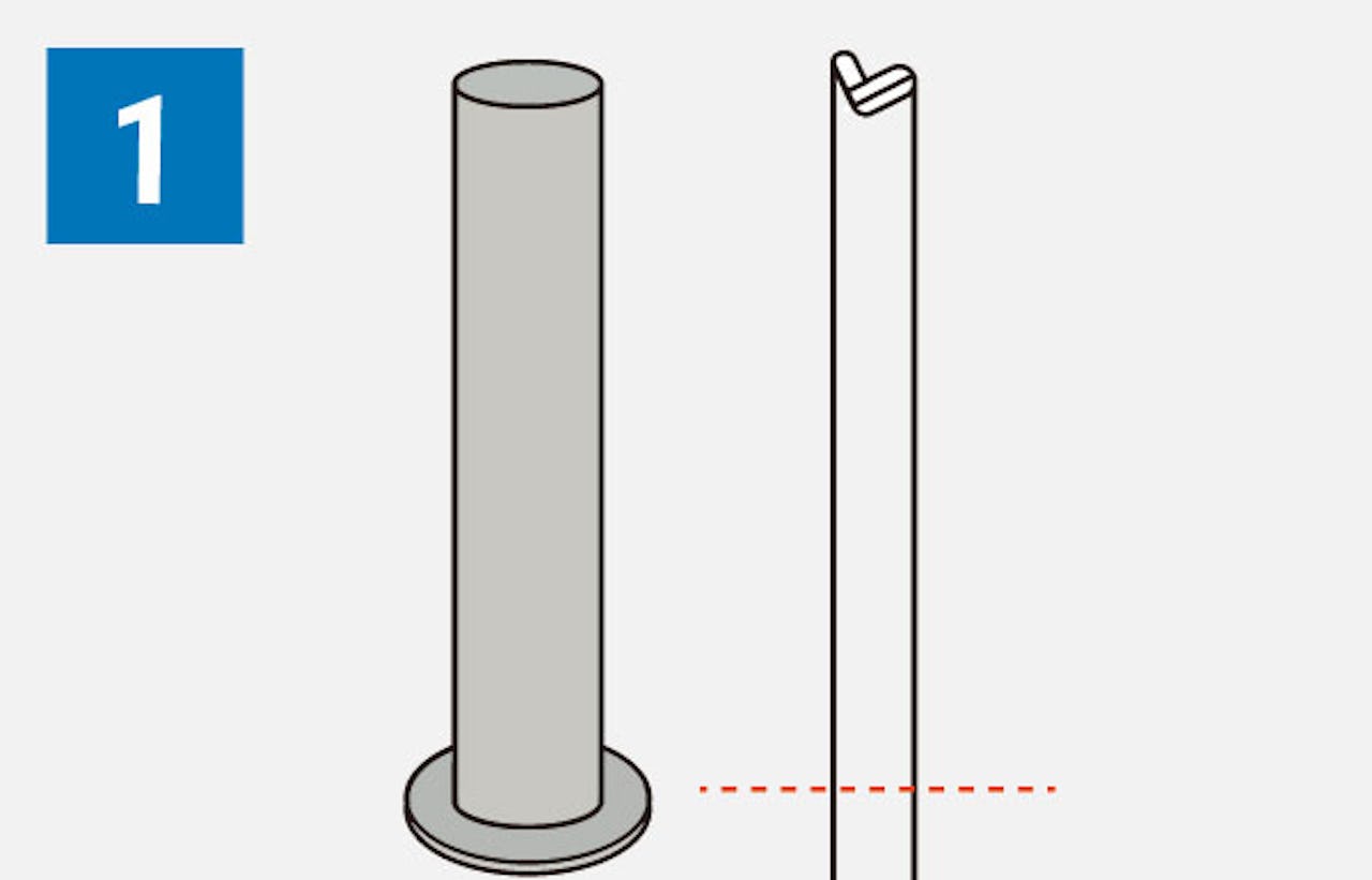 「キッチン油はねガード(ポールタイプ)」の取付方法①/ポールの高さに合わせてビートを切る