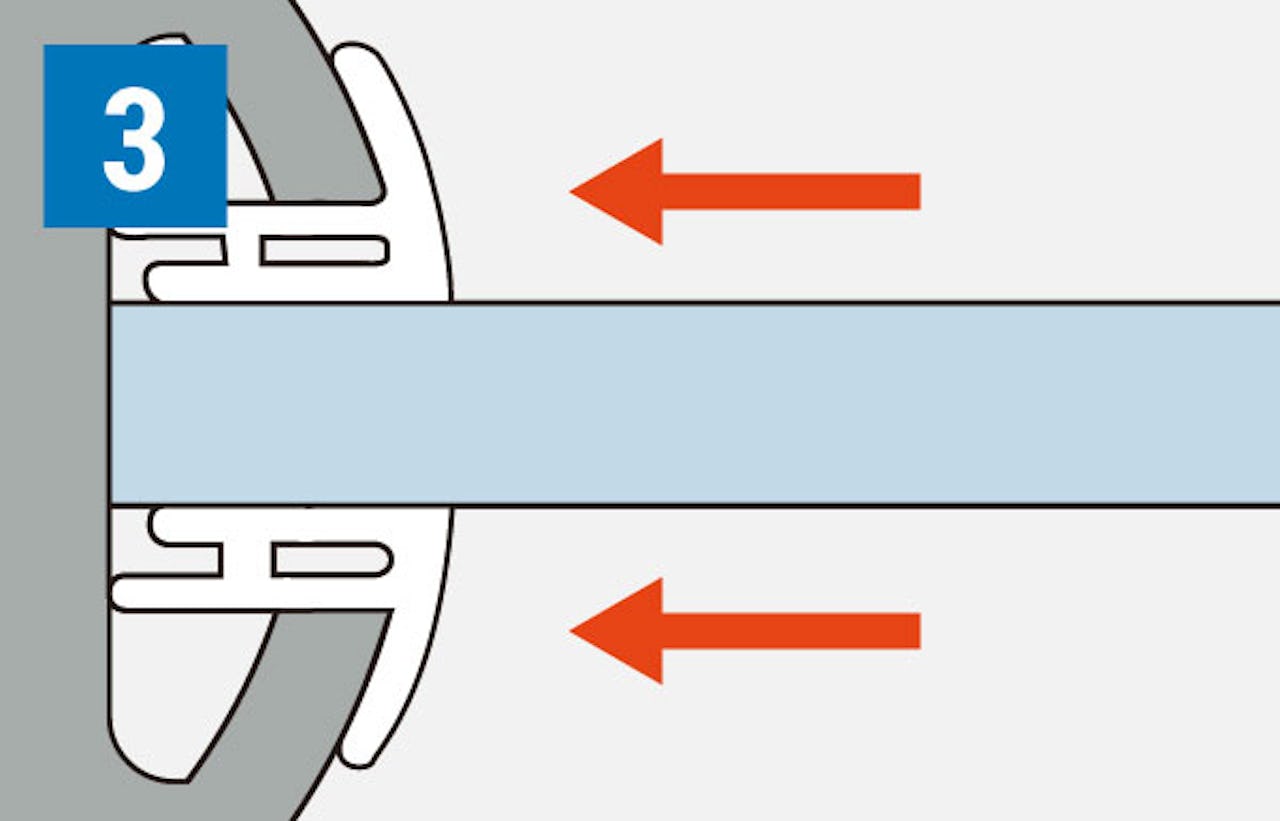 「キッチン油はねガード(ポールタイプ)」の取付方法③/ガラスを隙間に差し込み固定する