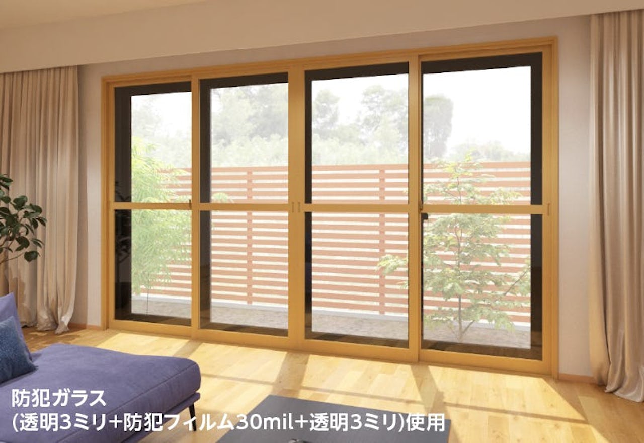 リビングの窓を防犯効果のある「メルツエンサッシ内窓 引違い窓(4枚戸)」でリフォームした事例