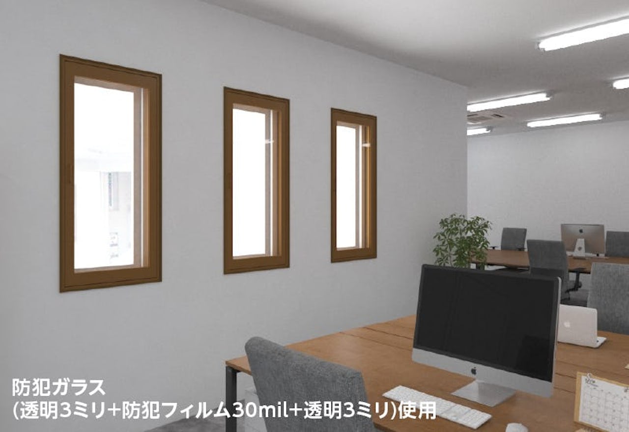 オフィスの窓を防犯効果のある「メルツエンサッシ内窓 内開き窓」でリフォームした事例