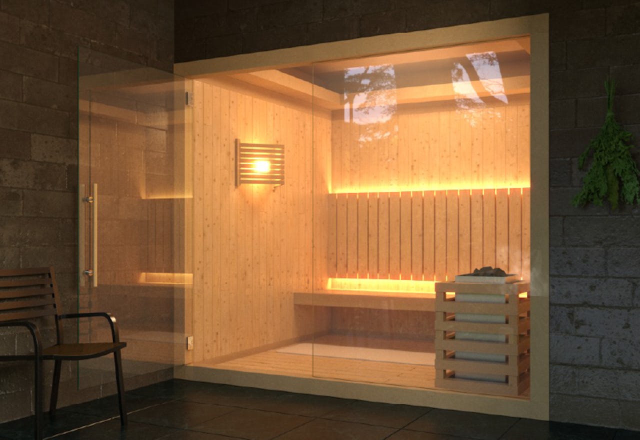 サウナのガラス戸に「サウナ用ガラスドア」を使用した事例