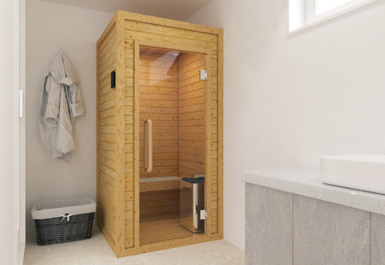 家庭用サウナのガラス扉に「サウナ用ガラスドア」を使用した事例