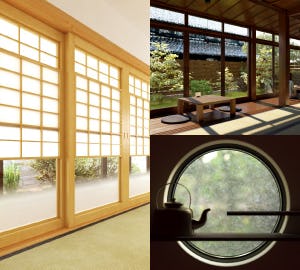 昭和レトロな窓ガラス】障子紙風の窓、和風のガラス戸に