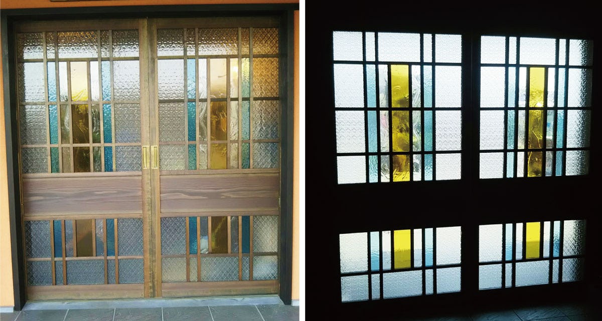 お寺の窓に使用したデザインガラス-2