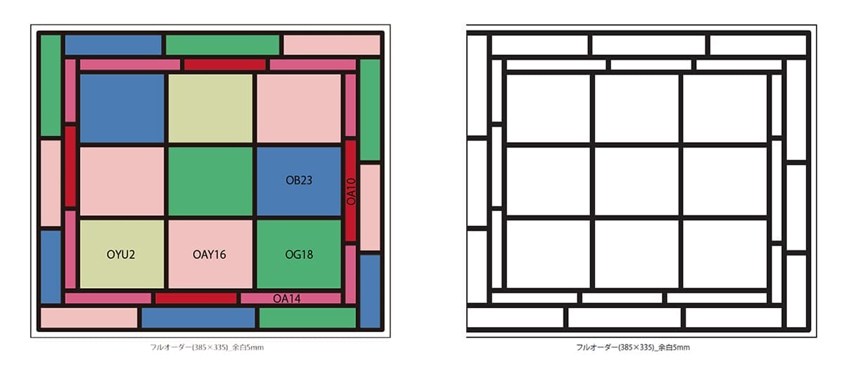 イメージ画像を元に作成した色レイアウト案と線画案