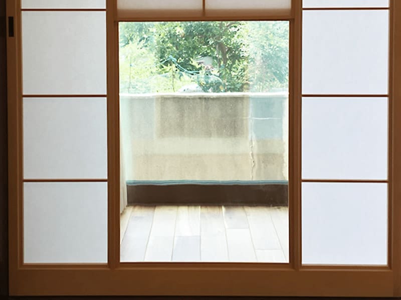 雪見障子のガラスに「昭和レトロガラス」を使用した事例(徳島県徳島市 M様)