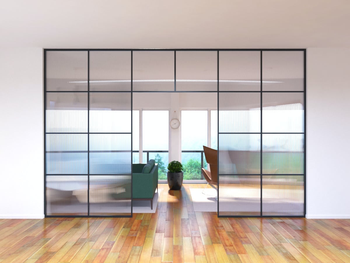 住宅のおしゃれなガラスパーテーション／デザイン例②リビングルームの仕切り