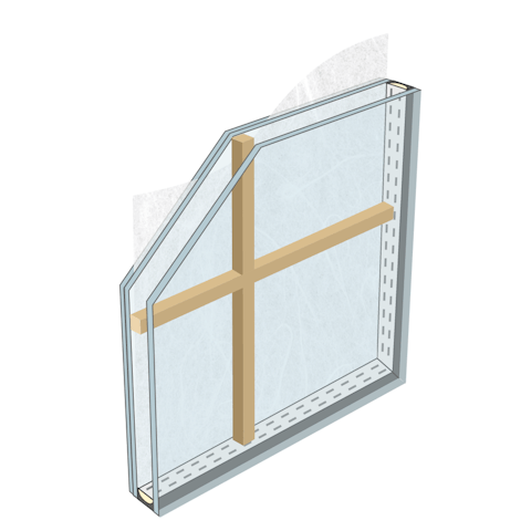 内窓の完成品のガラスの種類_格子入和紙調ガラス／複層
