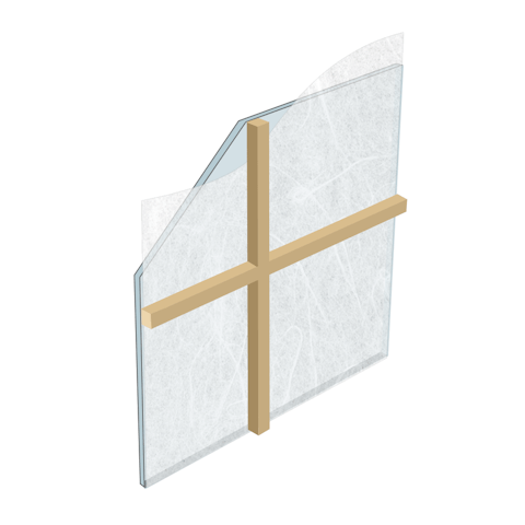 内窓の完成品のガラスの種類_和紙調単板ガラス 組子付き