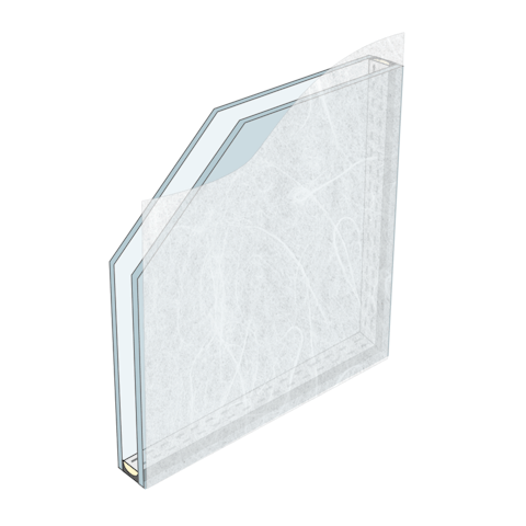内窓の完成品のガラスの種類_格子なし和紙調ガラス／複層