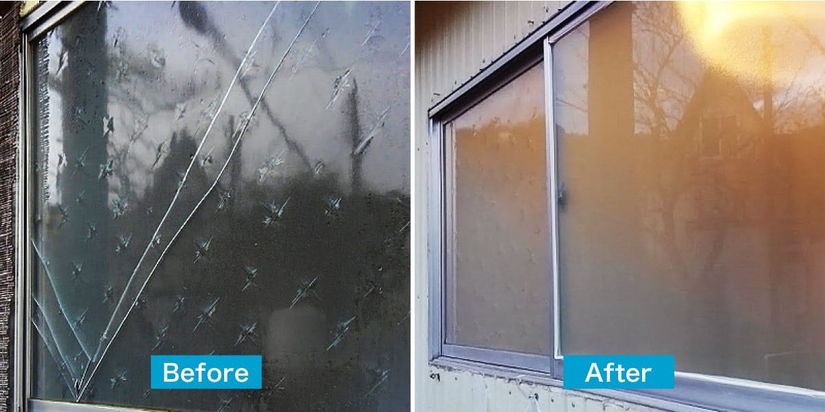大阪府のガラス交換・修理／一般住宅の浴室の窓のガラス交換