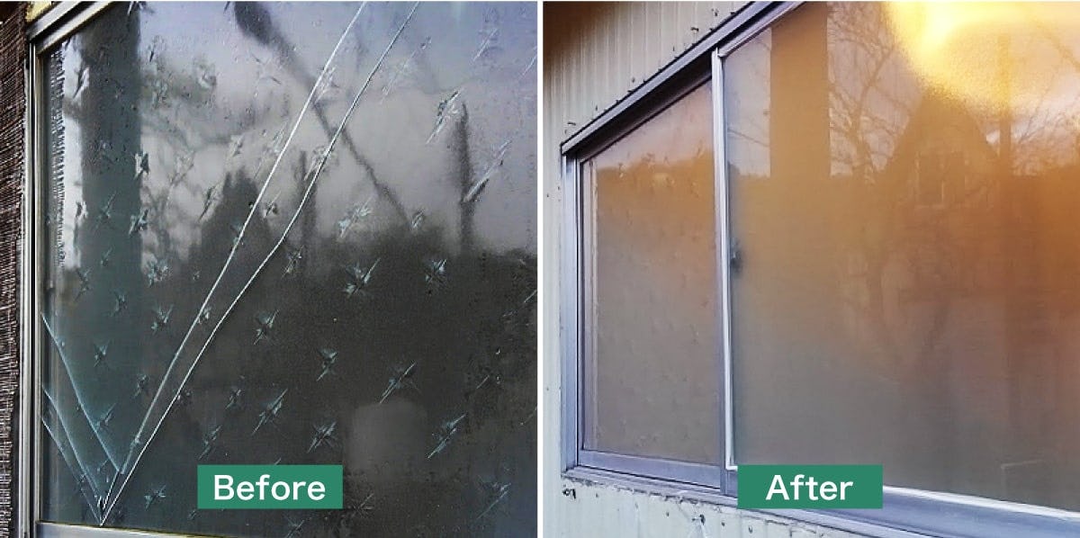 福井県のガラス交換・修理／一般住宅の浴室の窓のガラス交換
