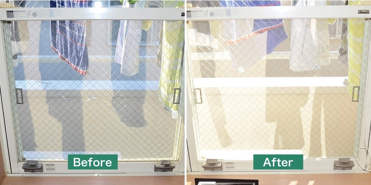 福井県のガラス交換・修理／一般住宅の上げ下げ窓のガラス交換