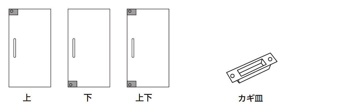 テンパードア(強化ガラス扉) - 鍵の取り付け位置3箇所から選べる