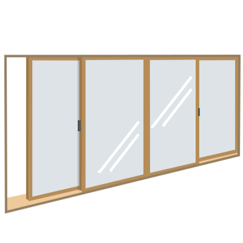 内窓使われるガラスの種類/4枚建て引違い窓