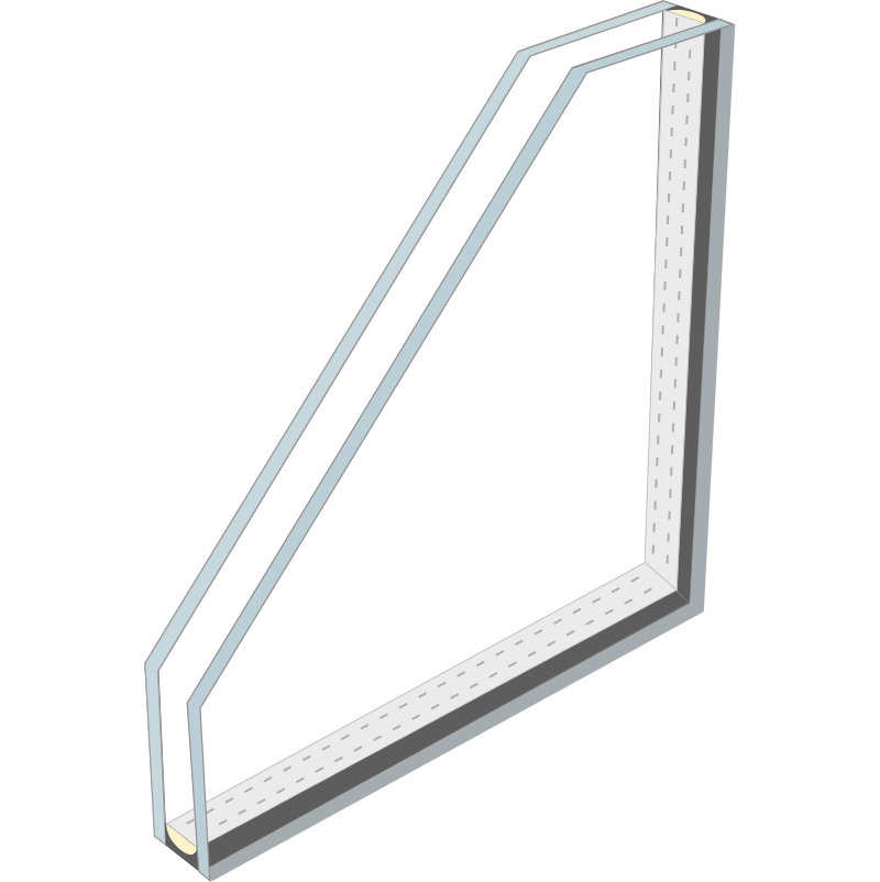 複層ガラス(ペアガラス)の構造 - ガラス重量計算時、複数ガラス「厚み」の考慮が必要
