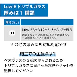 Low-Eトリプルガラス - 厚みは1種類