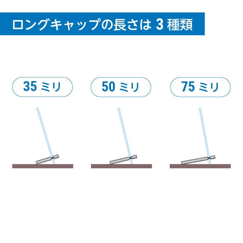 ロングキャップの長さは3種類