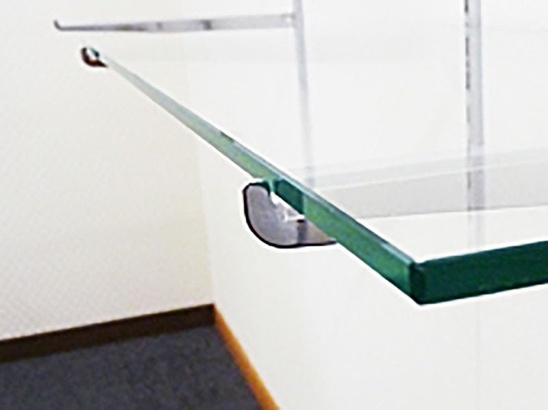 ガラス棚ブラケットの特徴／ガラスの落下を防ぐ安心構造