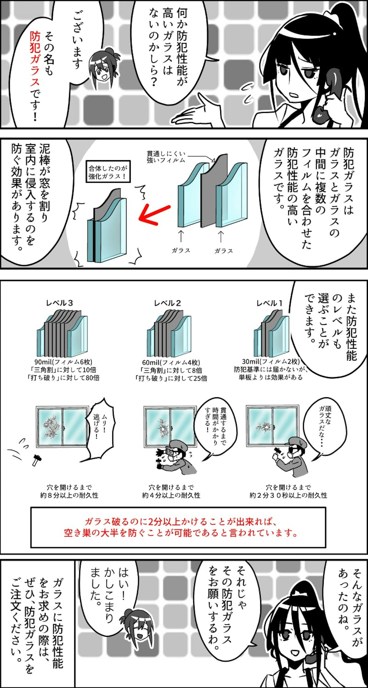 網入りガラスに防犯性能はあるの? 漫画 -3