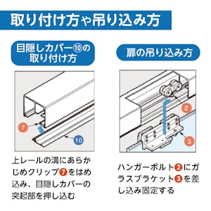 吊りガラス引き戸の取付方法⑫ - 目隠しカバーの取り付け方と扉の吊り込み方 