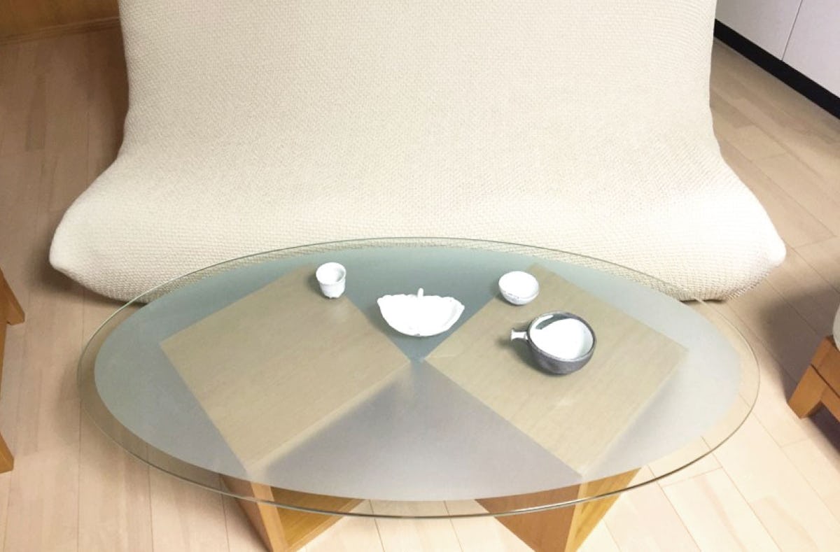 リビングテーブルの天板／楕円形・平置きの事例集