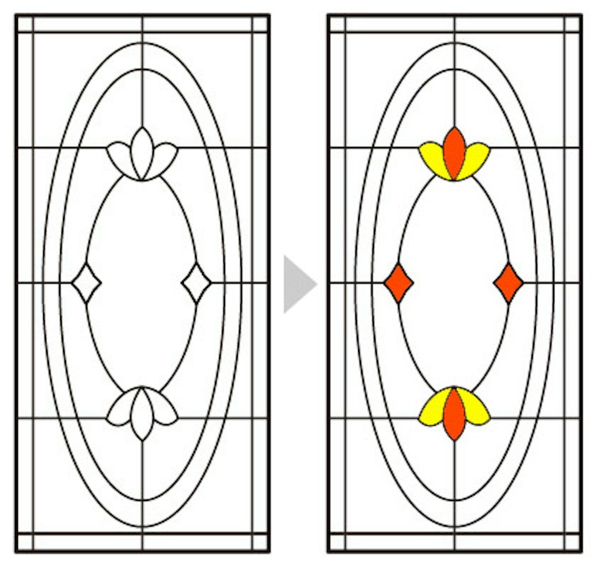 ステンドグラス「ラインアート」への色付け