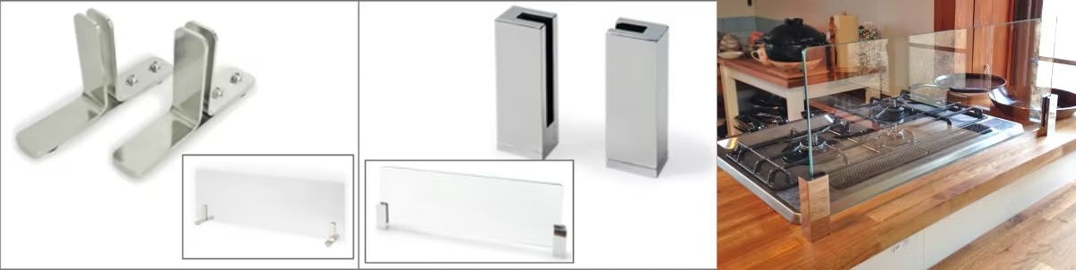 キッチンの油はねガード・油はね防止に使うガラス用の金物