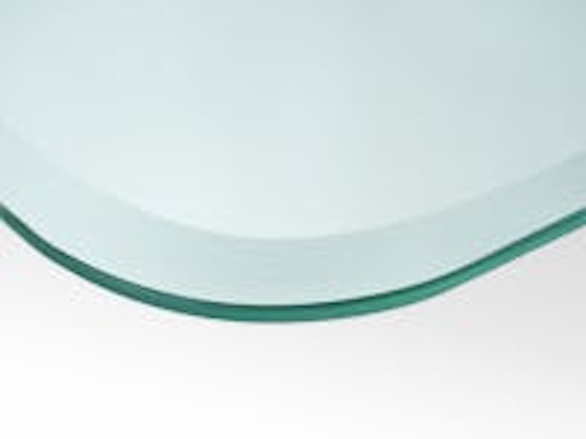 R加工したガラスに広幅面取りした場合