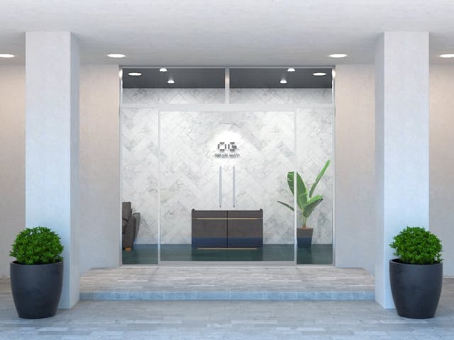 ガラスドアに強化ガラスが使われている事例