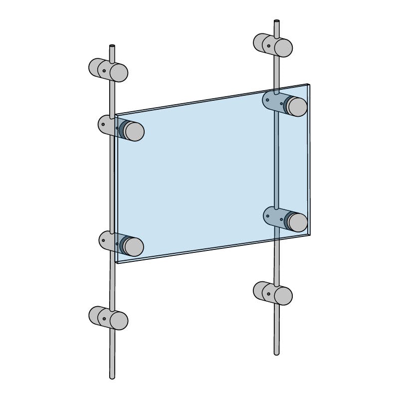 パネルアタッチメントAL ボルトホルダー アクリルセット　(ベース4つ、バー2本、ボルトホルダー4つ + アクリル板1枚)